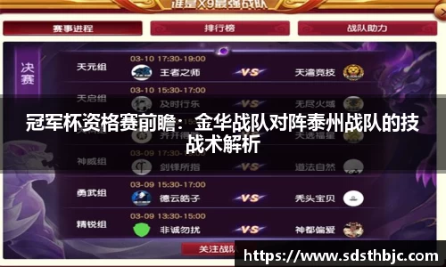 冠军杯资格赛前瞻：金华战队对阵泰州战队的技战术解析